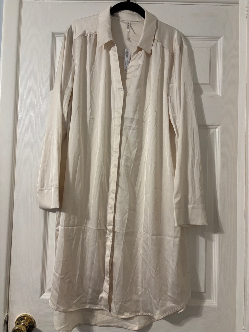 Soma Cream Long Button-Front Shirt Jacket